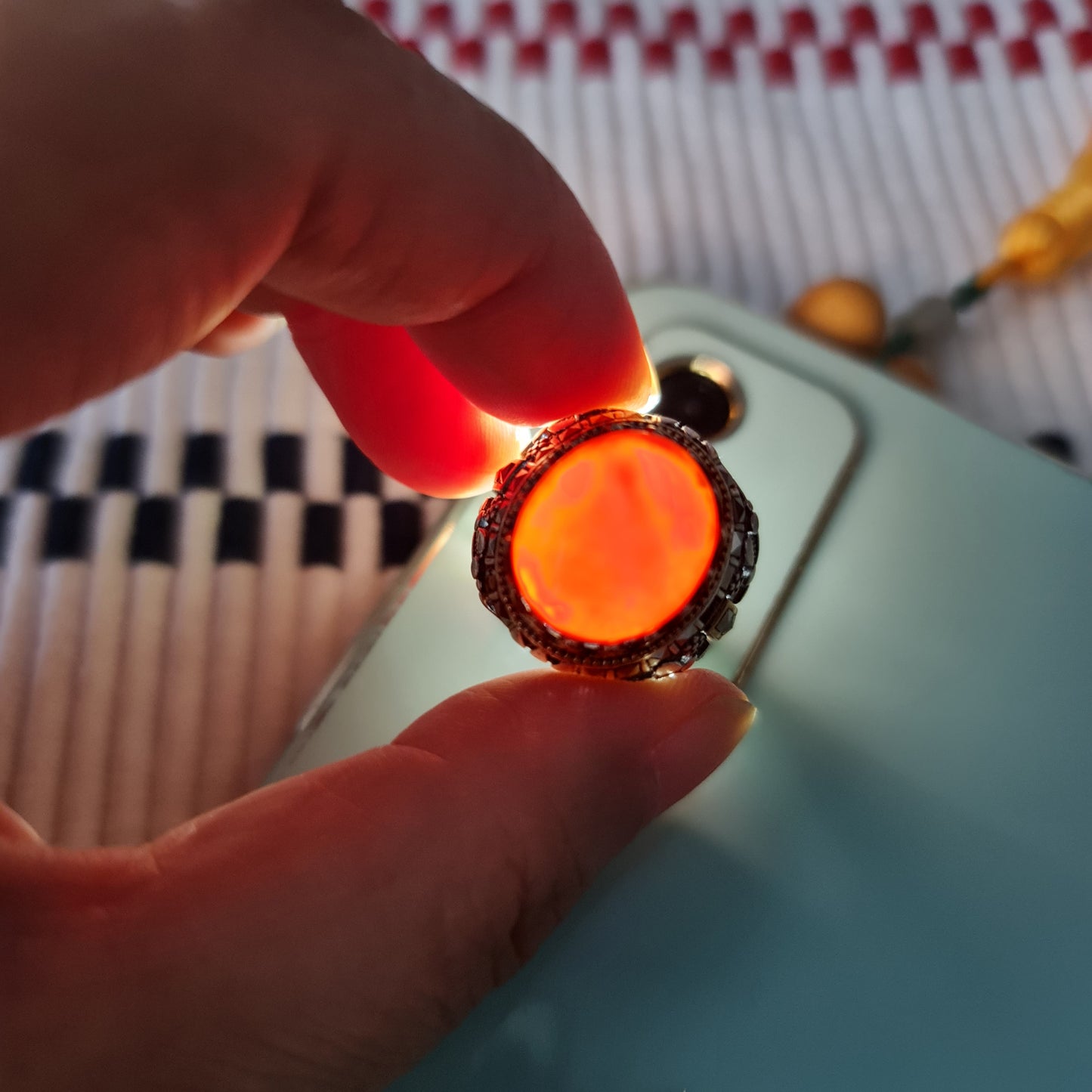 Yemeni Rare Genuine Agate 925 Silver Men's Ring DR03278