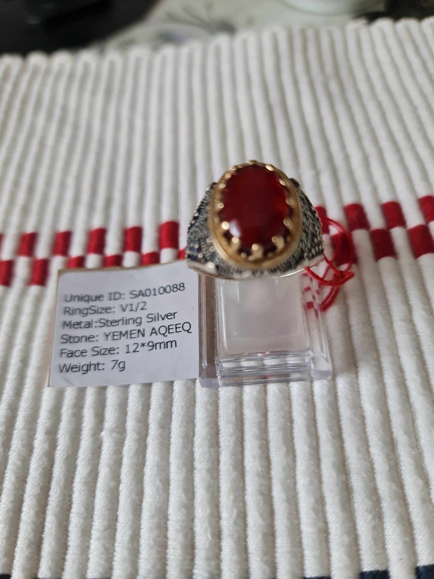 Yemeni Rare Genuine Agate 925 Silver Men's Ring SA0100588
