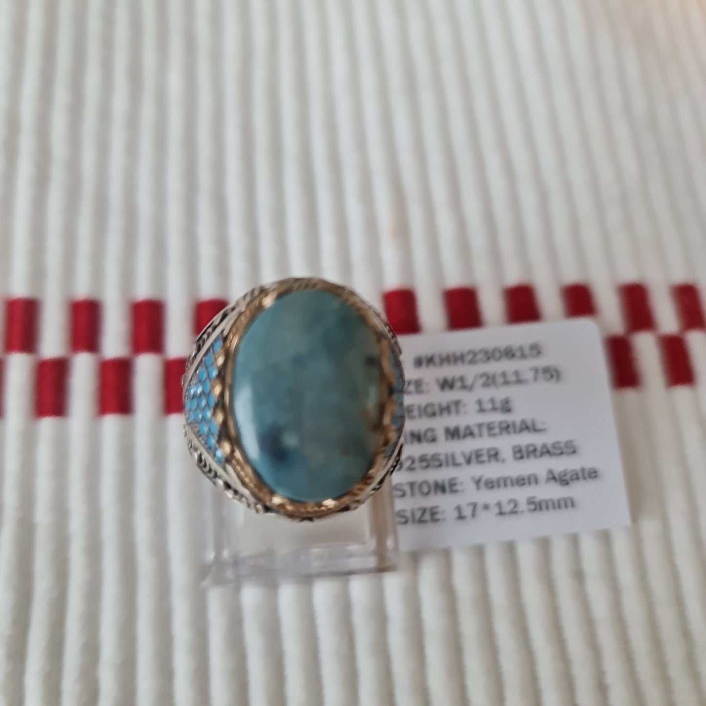 Anillo yemení de ágata genuina de plata 925 para hombre, raro, MFH230615