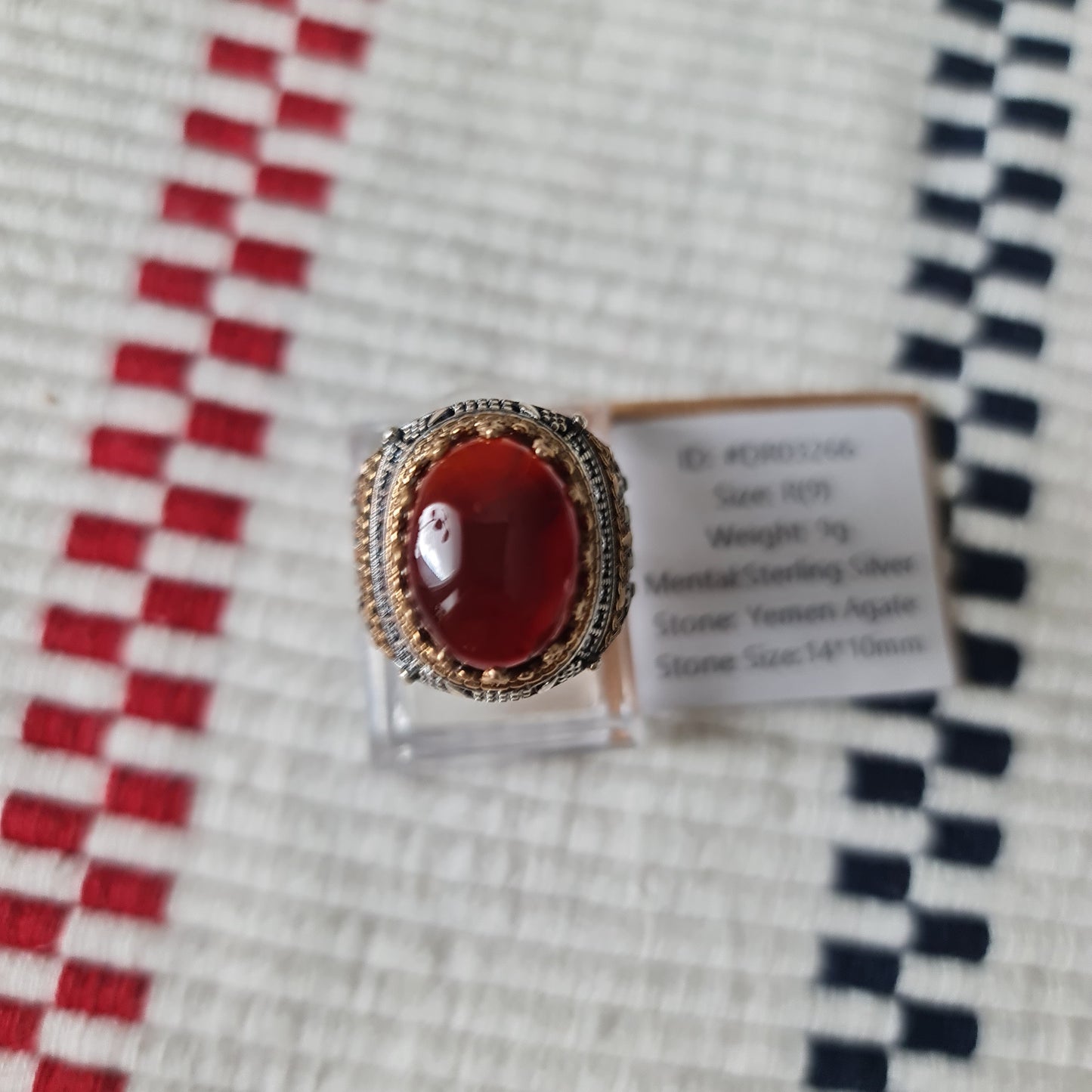 Yemeni Rare Genuine Agate 925 Silver Men's Ring DR03266