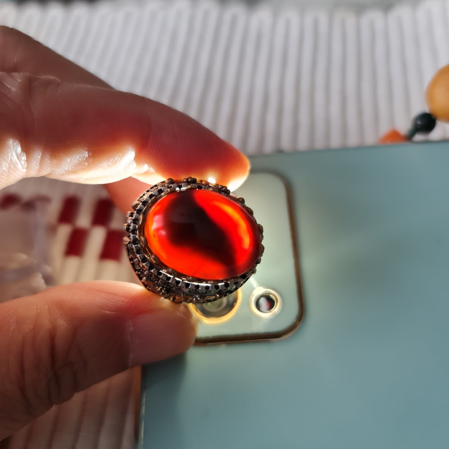 Yemeni Rare Genuine Agate 925 Silver Men's Ring DR03362