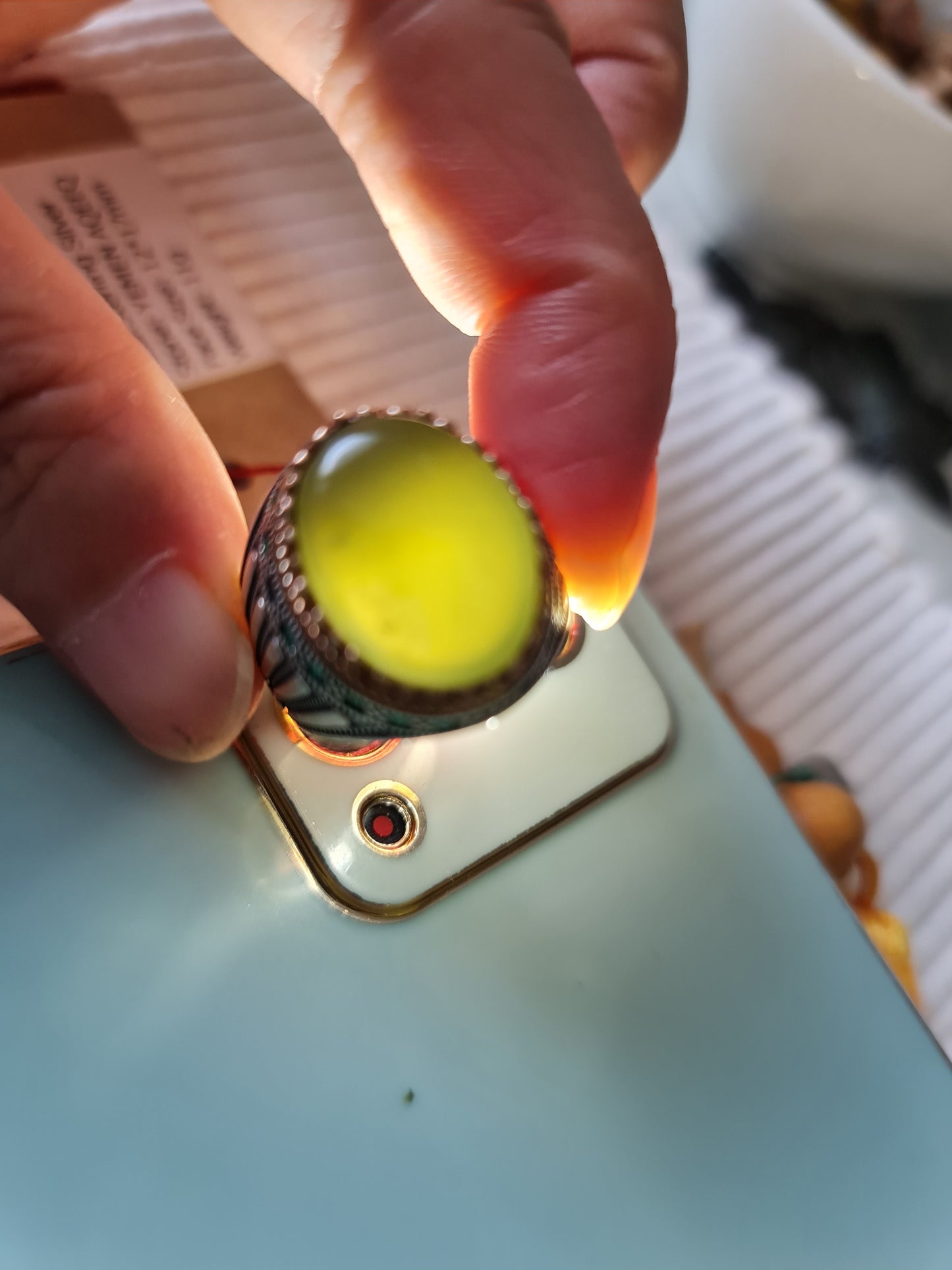 Yemeni Rare Genuine Agate 925 Silver Men's Ring SS010056