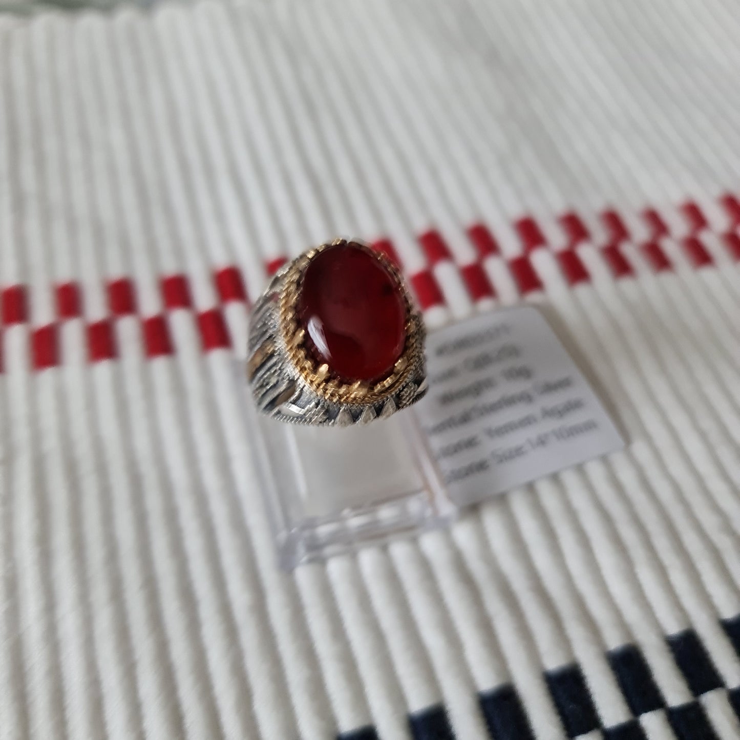 Yemeni Rare Genuine Agate 925 Silver Men's Ring DR03371