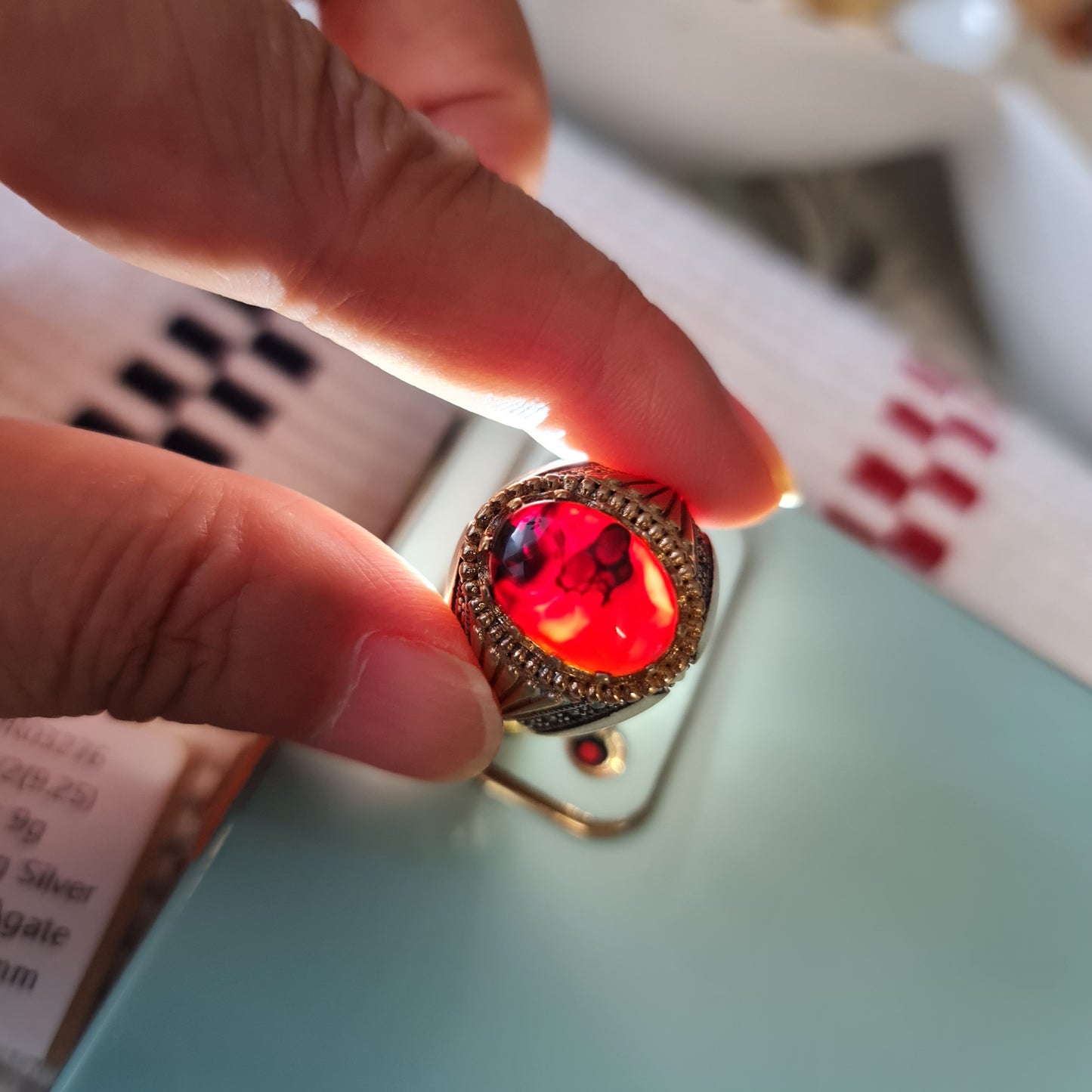 Yemeni Rare Genuine Agate 925 Silver Men's Ring DR03276