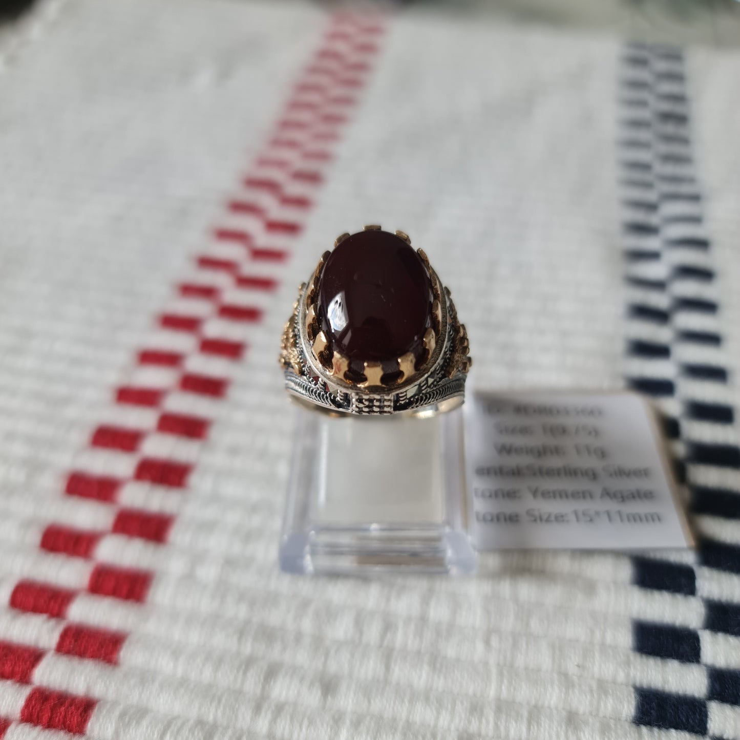Yemeni Rare Genuine Agate 925 Silver Men's Ring DR03360