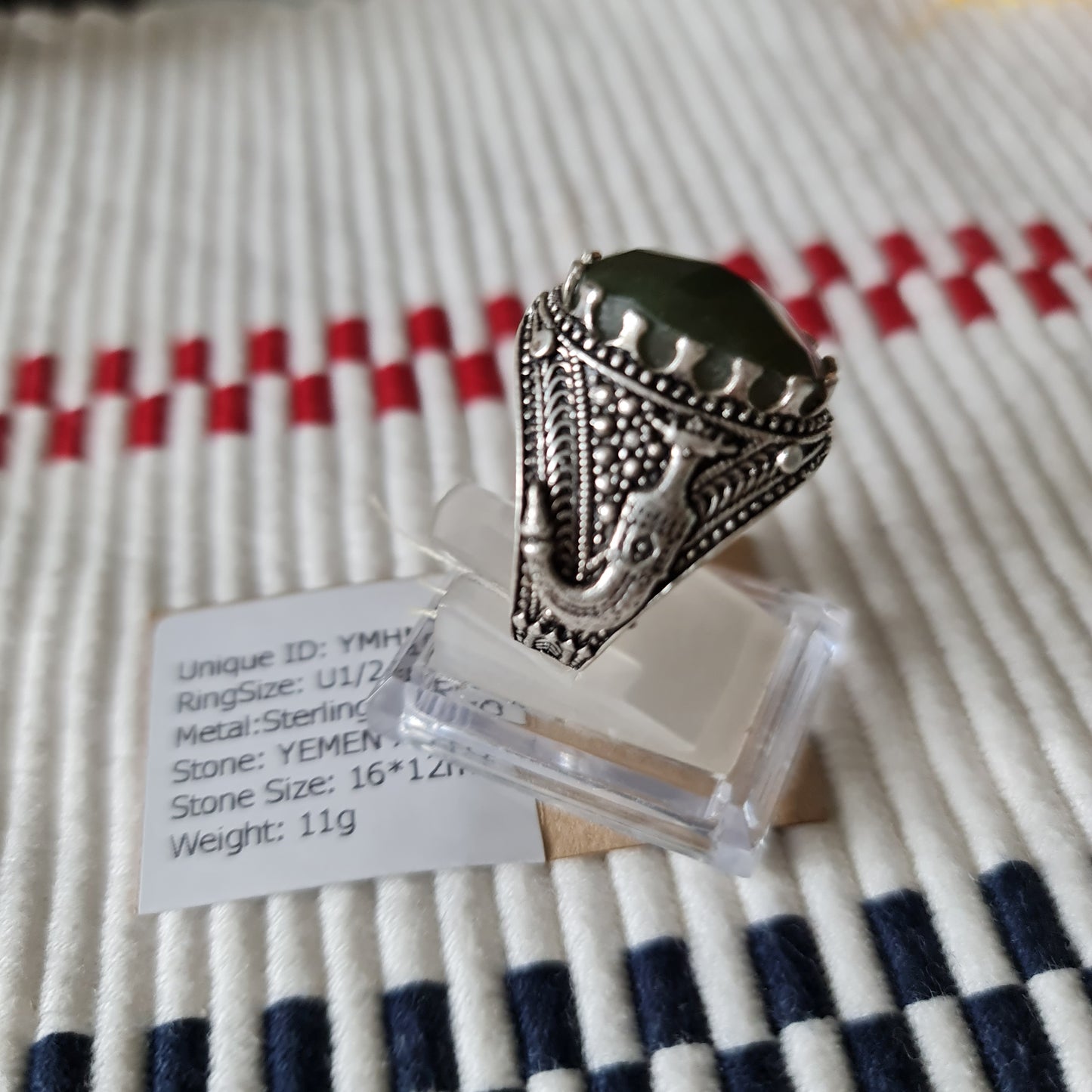 Yemeni Rare Genuine Agate 925 Silver Men's Ring YMHM011
