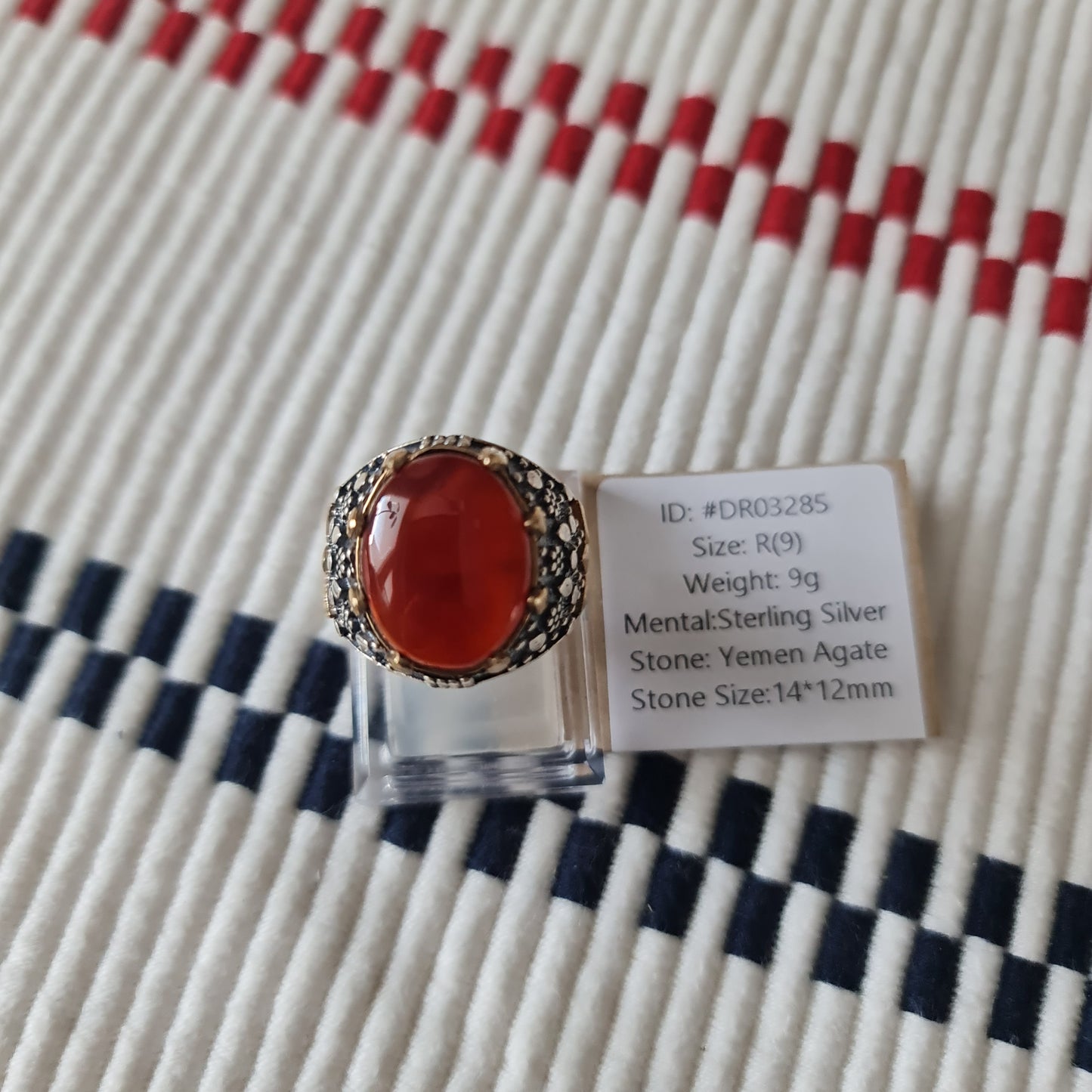 Yemeni Rare Genuine Agate 925 Silver Men's Ring DR03285
