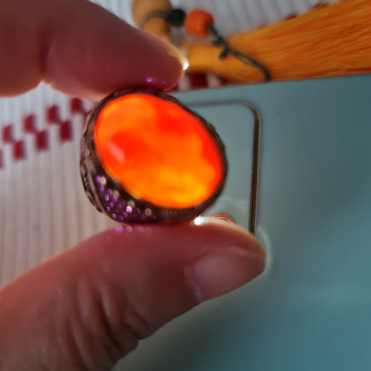 Yemeni Rare Genuine Agate 925 Silver Men's Ring MFAR0363