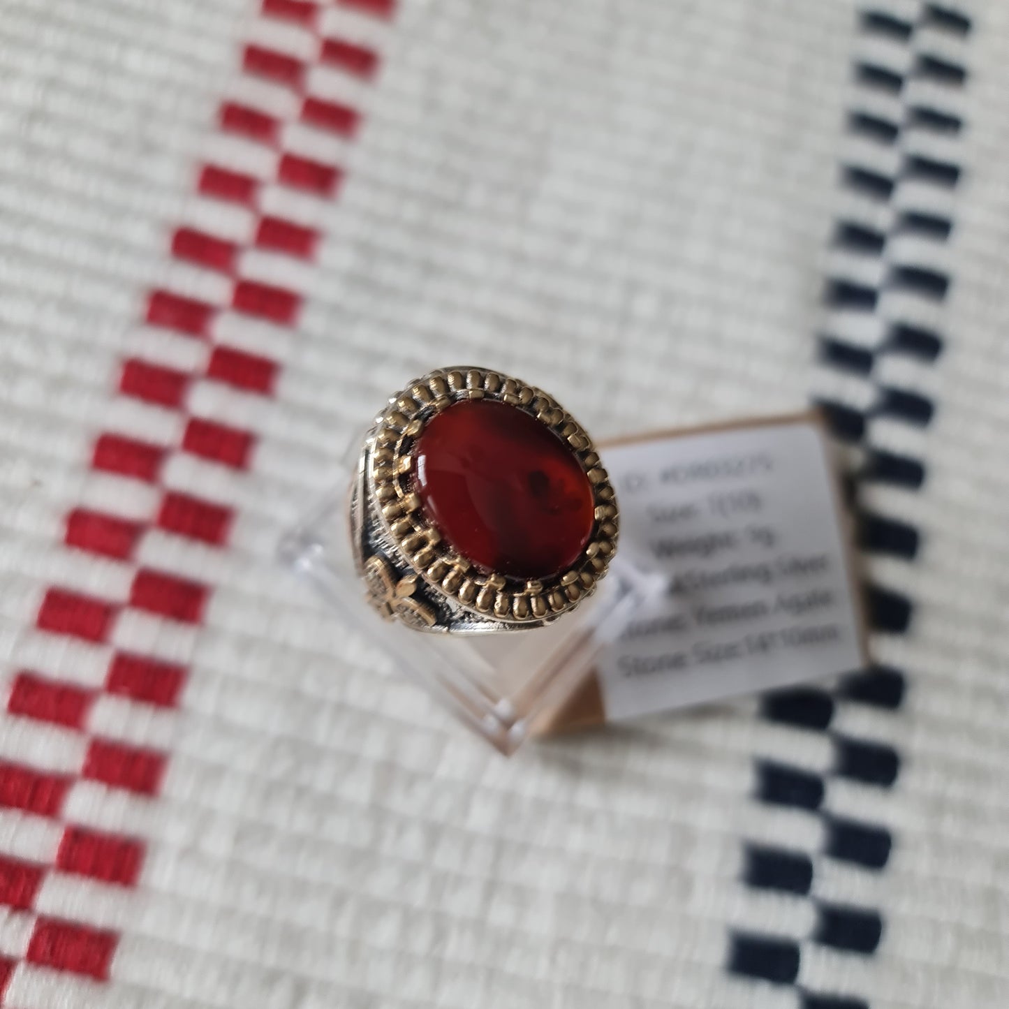 Yemeni Rare Genuine Agate 925 Silver Men's Ring DR03275