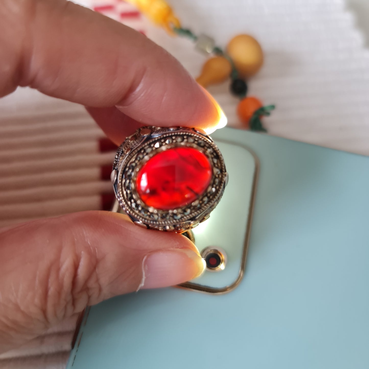 Yemeni Rare Genuine Agate 925 Silver Men's Ring DR03318