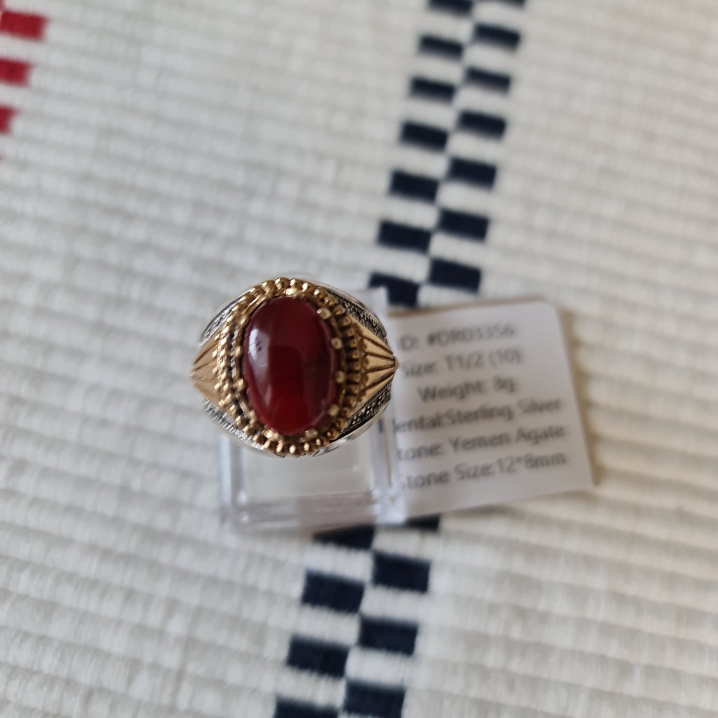 Yemeni Rare Genuine Agate 925 Silver Men's Ring DR03356