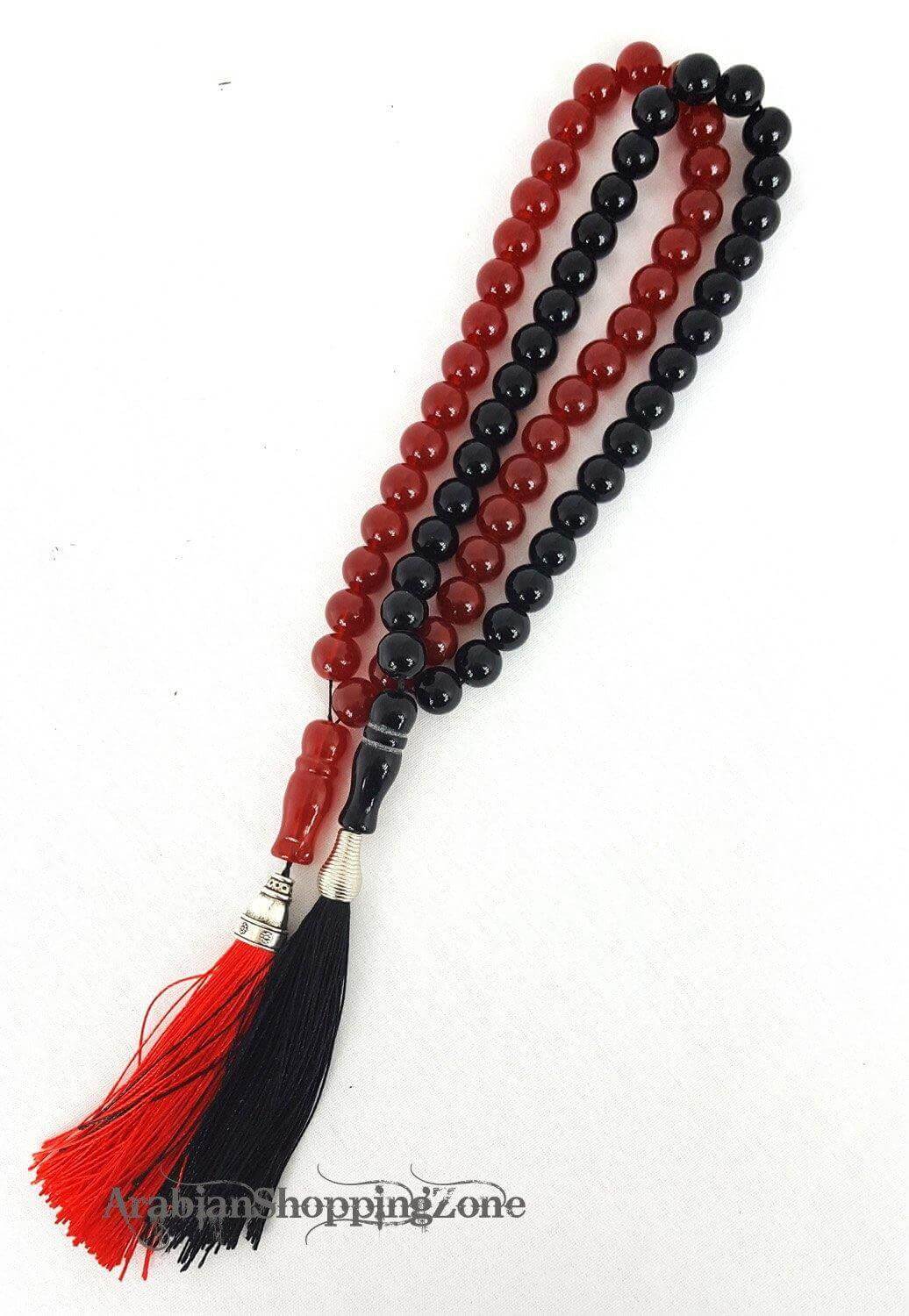 12mm Black/Red Gemstone Prayer Beads 33 - Islamic Shop