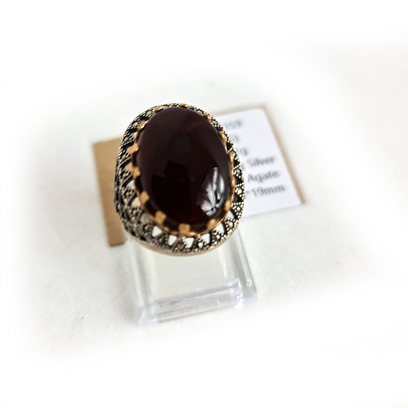 Anillo de plata 925 yemení de ágata genuina, raro para hombre, DR03359