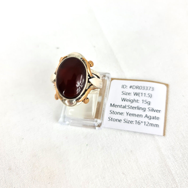 Anillo de plata 925 yemení de ágata genuina, raro para hombre, DR03373