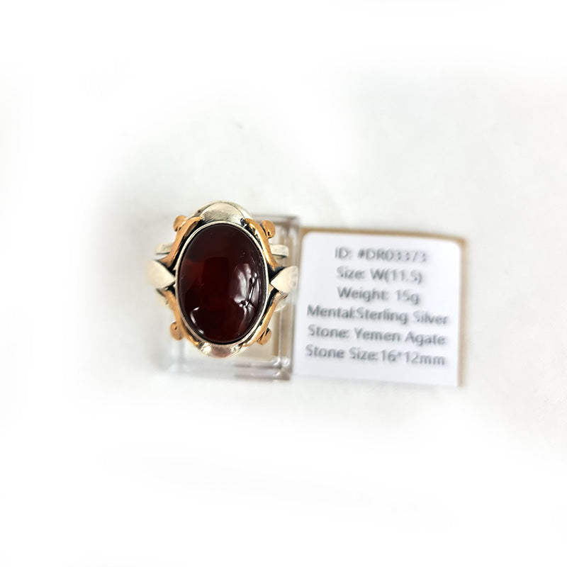 Anillo de plata 925 yemení de ágata genuina, raro para hombre, DR03373