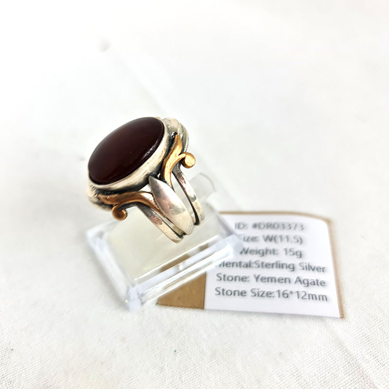 Anillo de plata 925 yemení de ágata genuina, raro para hombre, DR03373