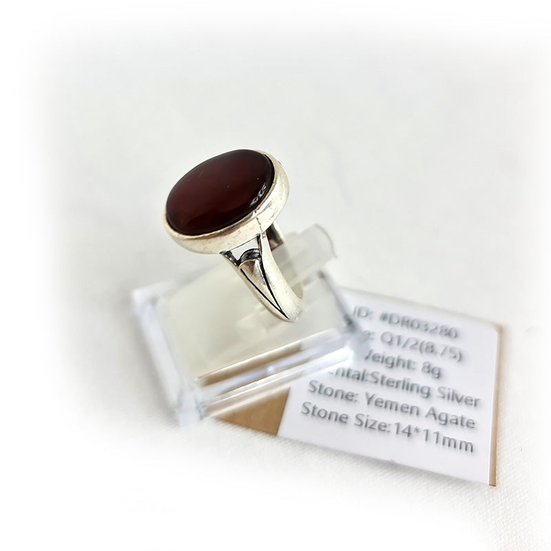 Anillo de plata 925 yemení de ágata genuina, raro para hombre, DR03280