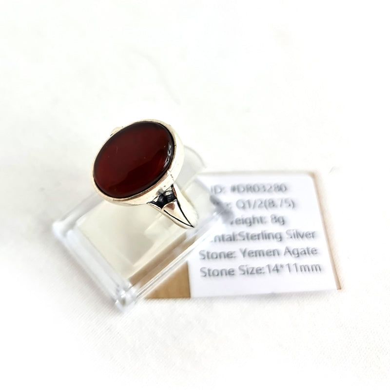 Anillo de plata 925 yemení de ágata genuina, raro para hombre, DR03280