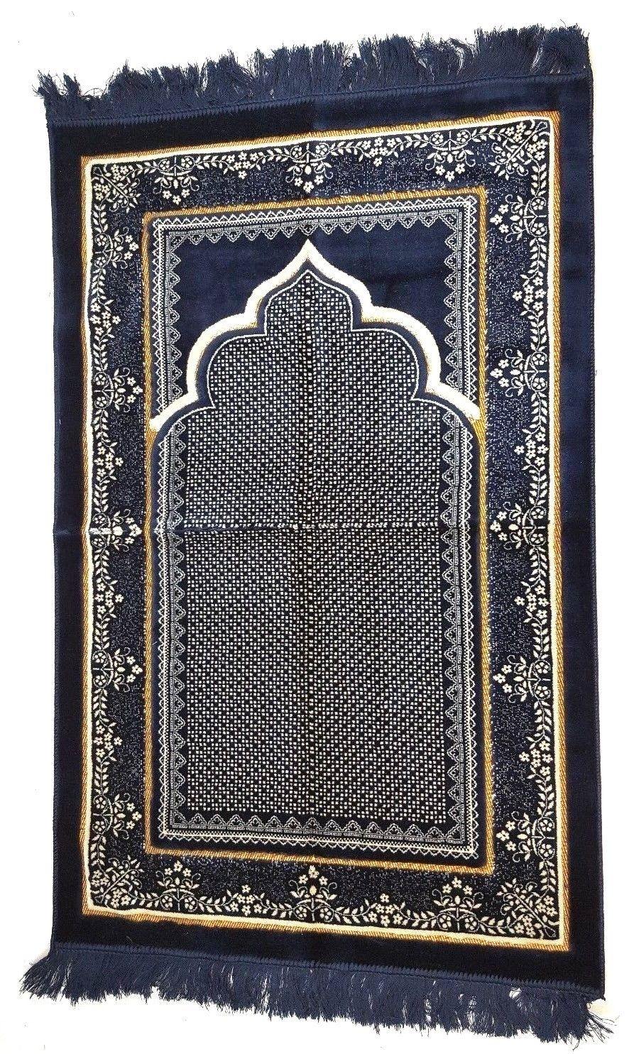 Turkish Luxury Velvet Islamic Prayer Rug Namaz Carpet 110x70cm 800g (1.8lbs) - Arabian Shopping Zone