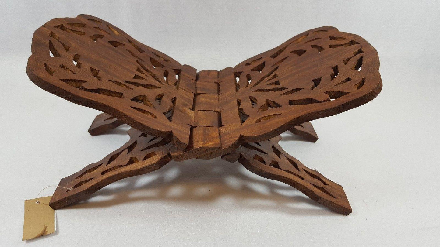 15" Pakistan Wood Crafts Sheesham Book Holder/Carving Islamic Holy Quran Holder - Islamic Shop