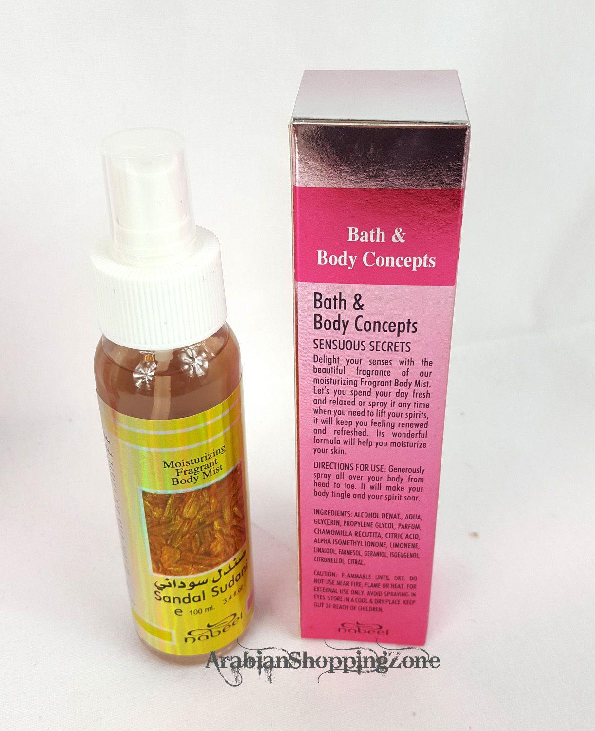NEW NABEEL BODY MIST 100ML SANDAL SUDANI / MUSK - Arabian Shopping Zone