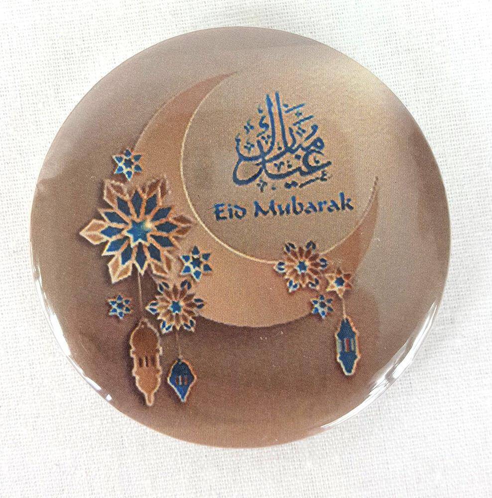 Muslim BADGE BUTTON PIN "Eid Mubarak" (Big Size 2.25inch/58mm) ISLAM GIFT - Arabian Shopping Zone