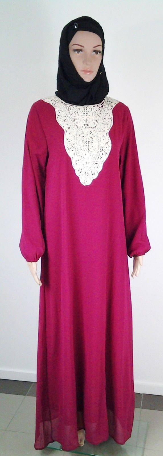 Chiffon double layer Kaftan Women Islamic Abaya Jilbab Long Sleeve HSZ10009 (ML) - Arabian Shopping Zone
