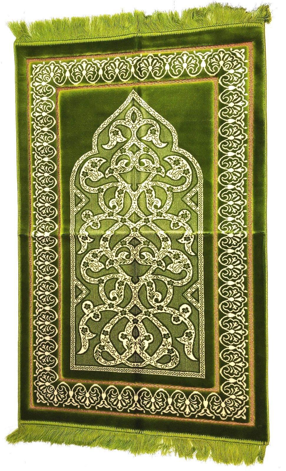 Turkish Luxury Velvet Islamic Prayer Rug Namaz Carpet 110x70cm 800g (1.8lbs) - Arabian Shopping Zone