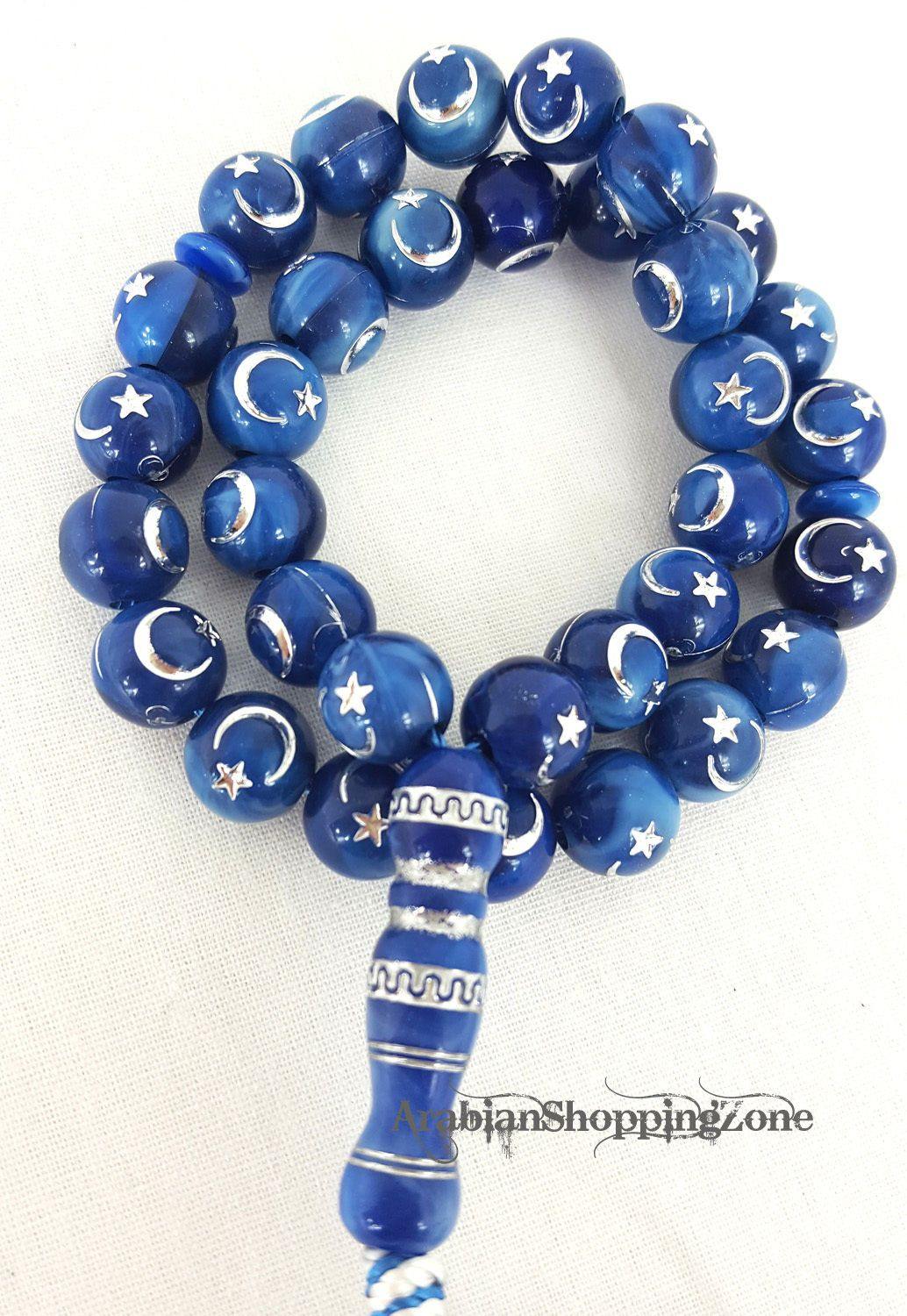 12mm Prayer Beads 33 Misbaha Tasbih Tasbeeh Islamic Salah Masbaha Star&Moon - Islamic Shop