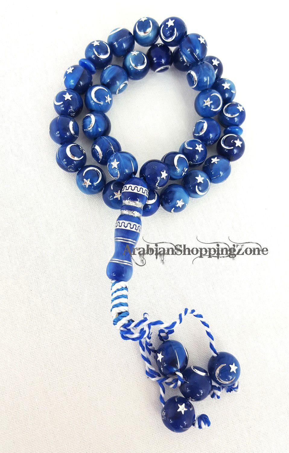 12mm Prayer Beads 33 Misbaha Tasbih Tasbeeh Islamic Salah Masbaha Star&Moon - Islamic Shop