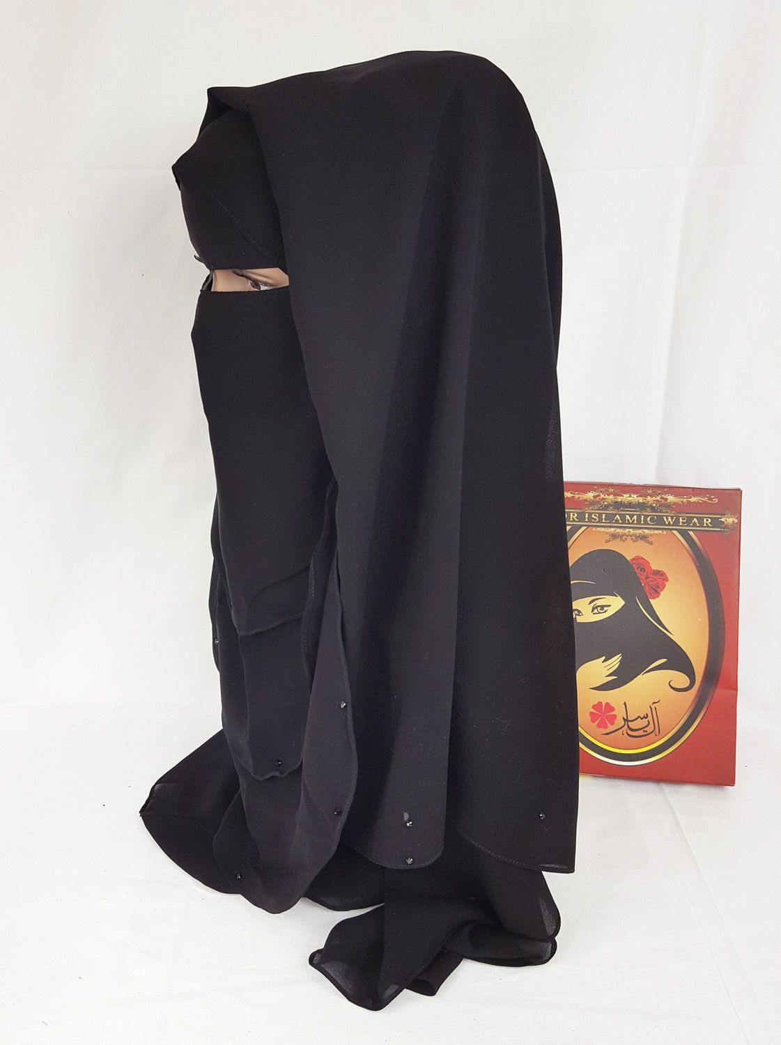 Premium Quality Women 2-PCS Black Niqab Scarf Set Hijab Jilbab Abaya IslamWear - Arabian Shopping Zone