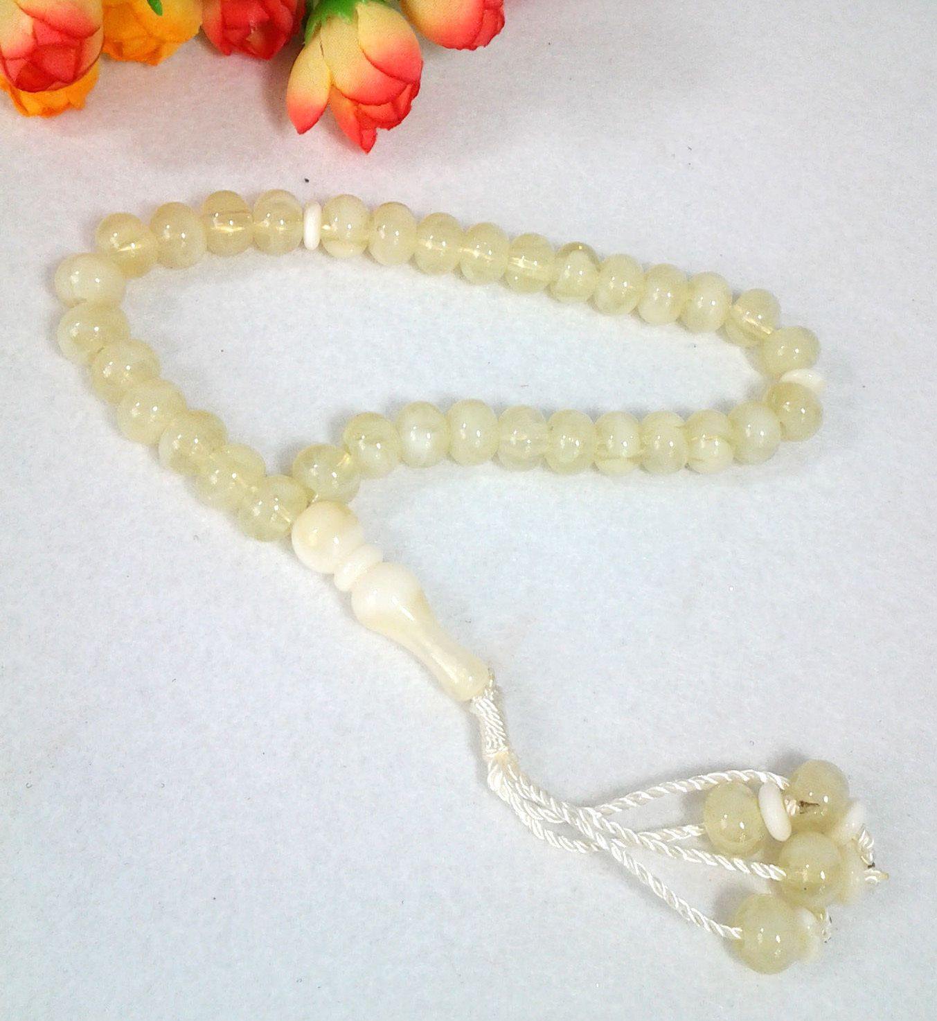 Acrylic White TESBİH Islamic Prayer Beads tasbih MASBAHA Misbaha Tasbeeh - Islamic Shop