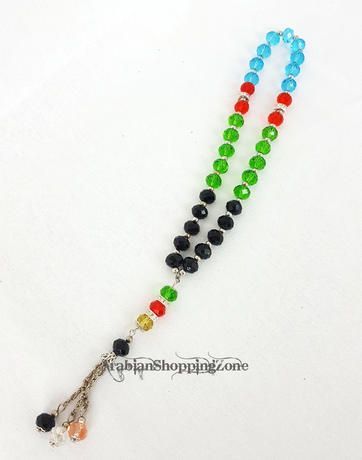 Islamic Salah 10mm Crystal Multi-Colored Prayer Beads 33 - Arabian Shopping Zone