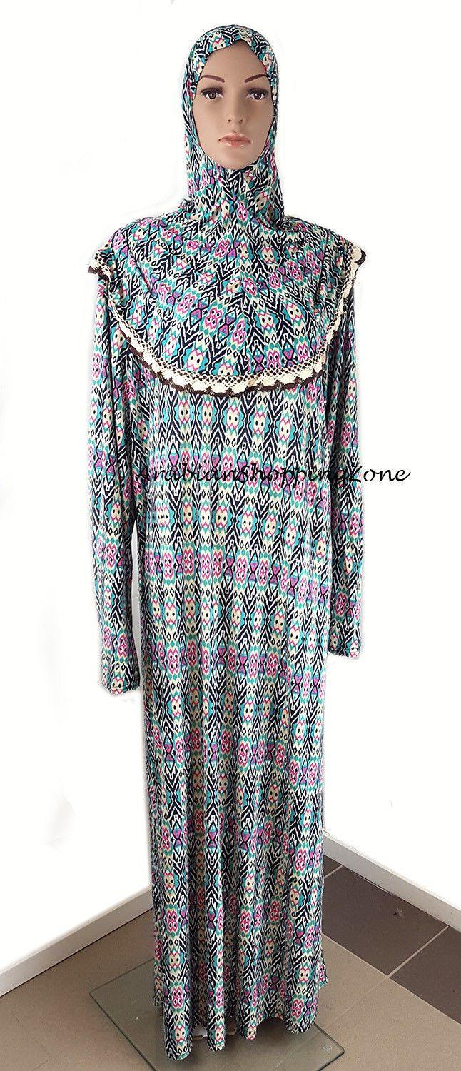 Muslim Islamic Galabeya Isdal Kaftan Gilbab Prayers Izdal Abaya Hijab Dress Eid - Arabian Shopping Zone