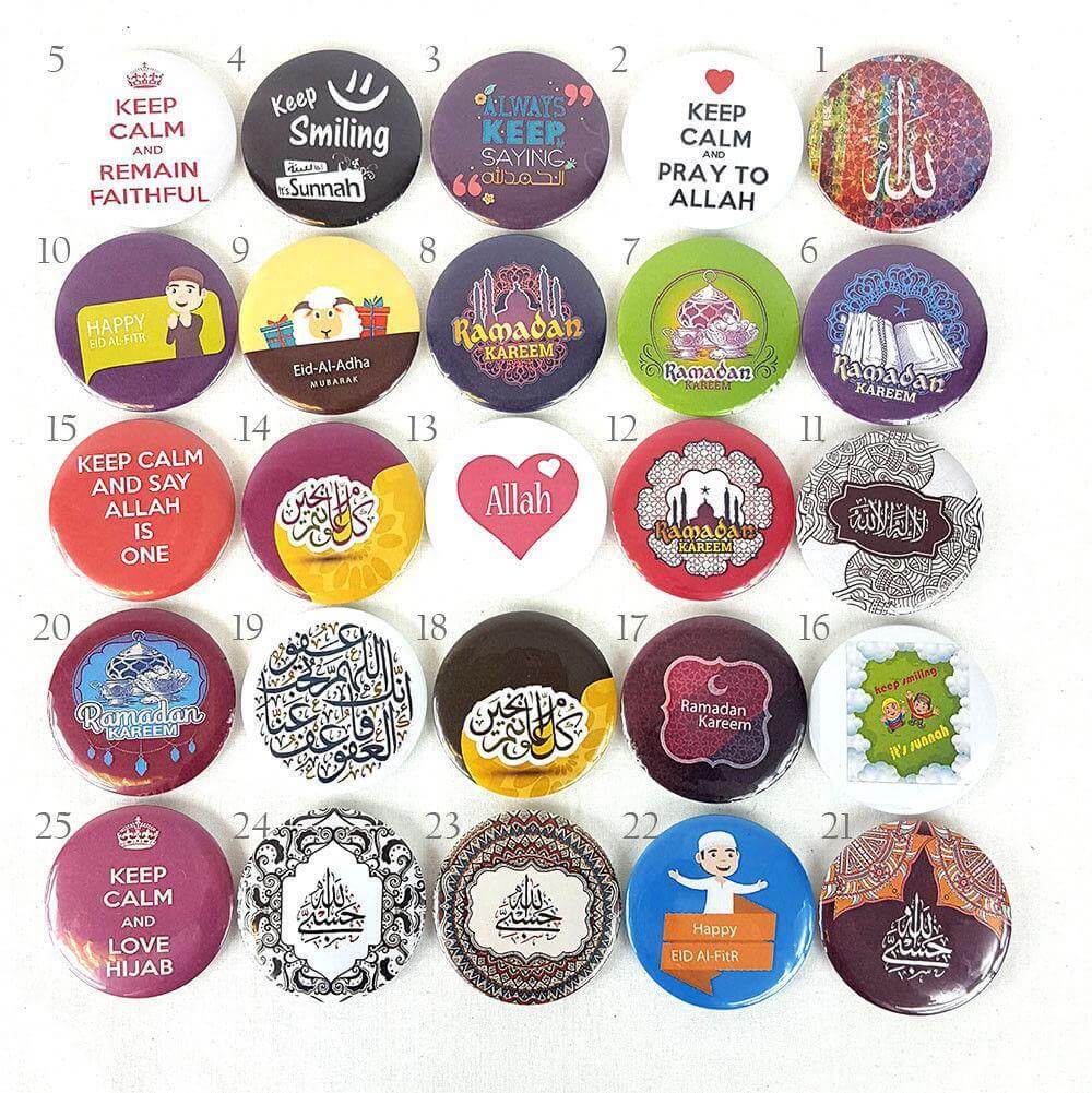 Muslim BADGE BUTTON PIN "Eid Mubarak" (Big Size 2.25inch/58mm) ISLAM GIFT - Arabian Shopping Zone