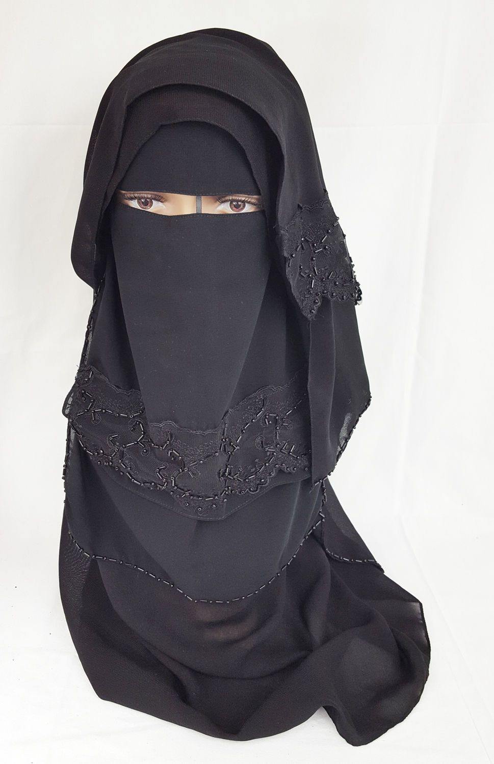 Premium Quality Women 2-PCS Black Niqab Scarf Set Hijab Jilbab Abaya IslamWear - Arabian Shopping Zone