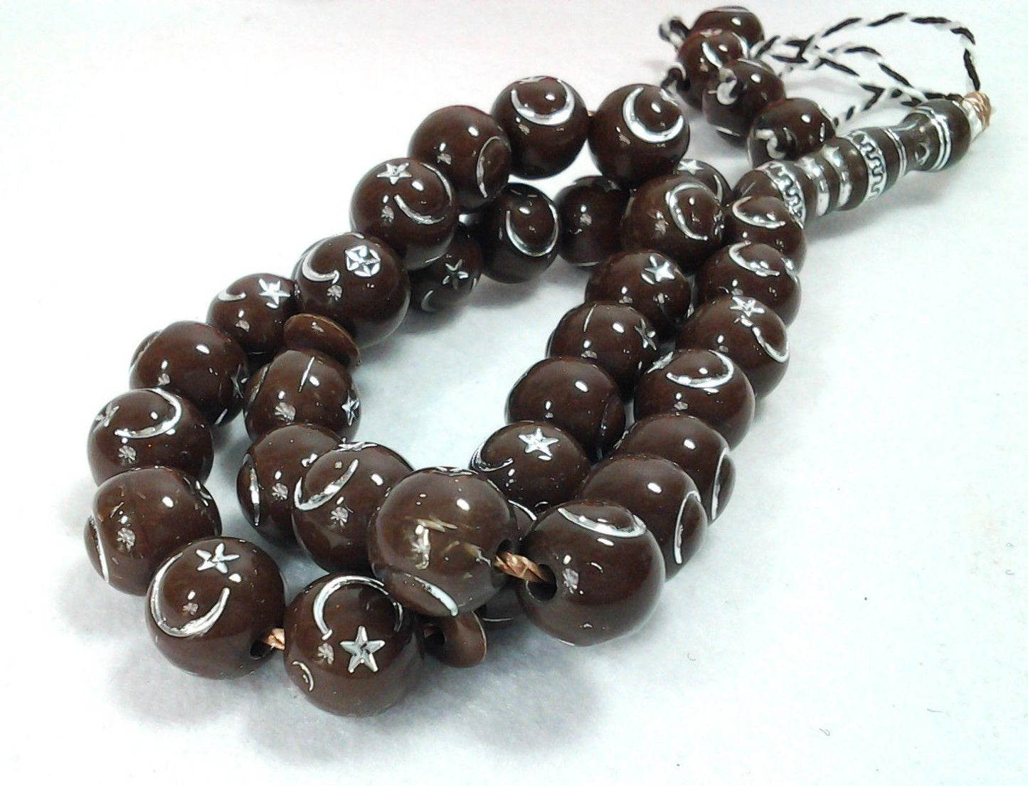 12mm Prayer Beads 33 Misbaha Tasbih Tasbeeh Islamic Salah Masbaha Star&Moon - Islamic Shop