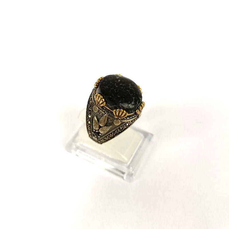 Yemeni Rare Genuine Agate 925 Silver Men's Ring MFH230116