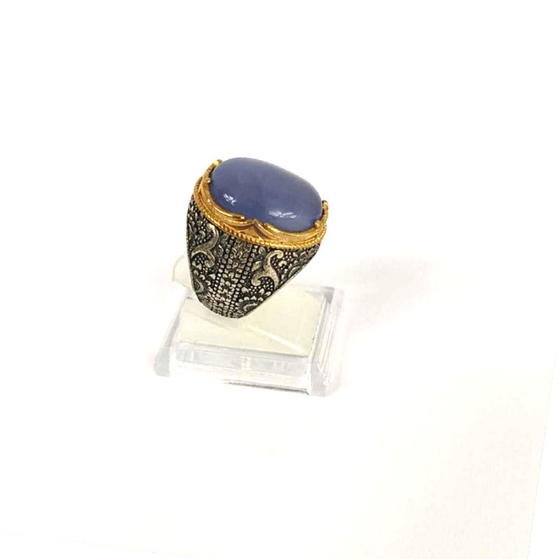 Anillo de plata 925 yemení de ágata auténtica, raro para hombre, KHH23009