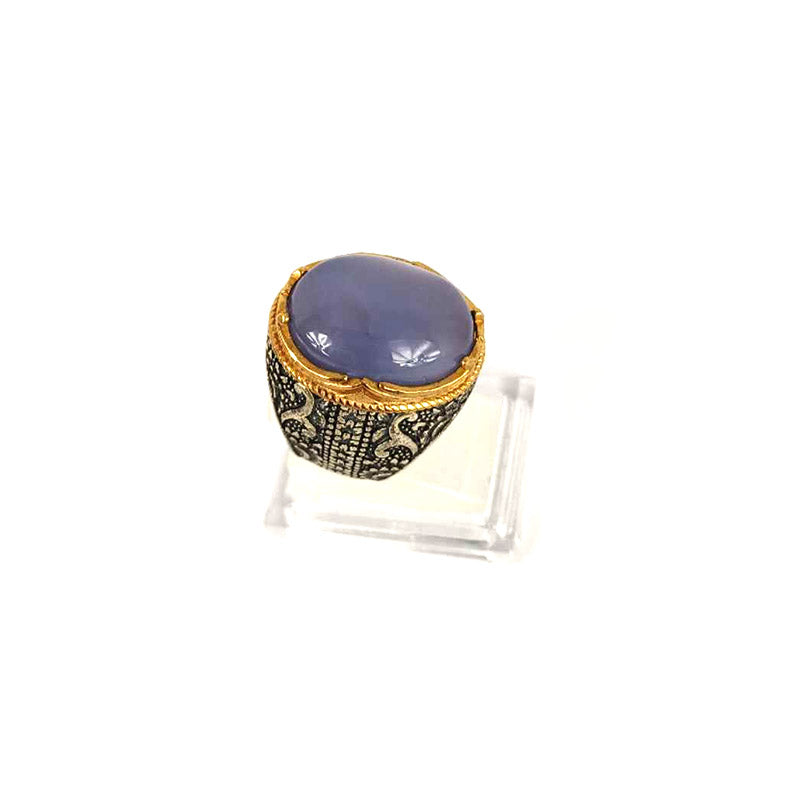 Anillo de plata 925 yemení de ágata auténtica, raro para hombre, KHH23009