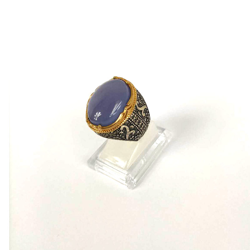 Anillo de plata 925 yemení de ágata auténtica, raro para hombre, KHH23009