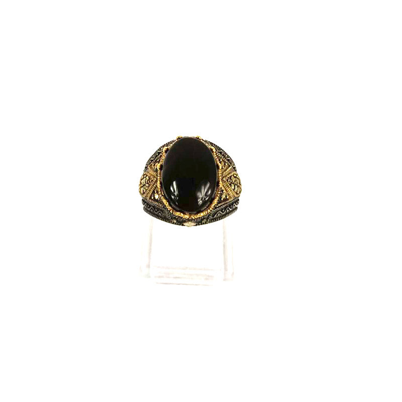 Anillo yemení de ágata genuina de plata 925 para hombre, raro, MFH230003