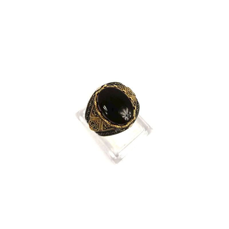 Anillo yemení de ágata genuina de plata 925 para hombre, raro, MFH230003
