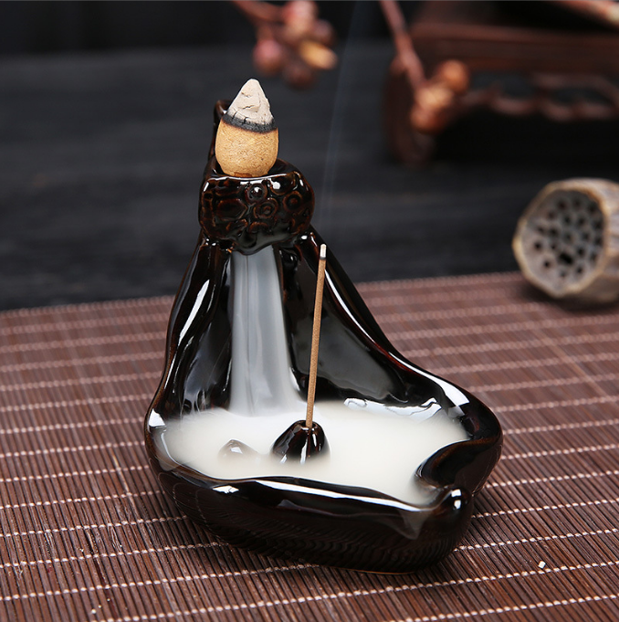 Ceramic Back-Flow Incense Burner Cone/Stick 4"