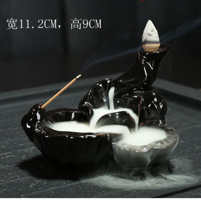 Ceramic Back-Flow Incense Burner Cone/Stick 4"