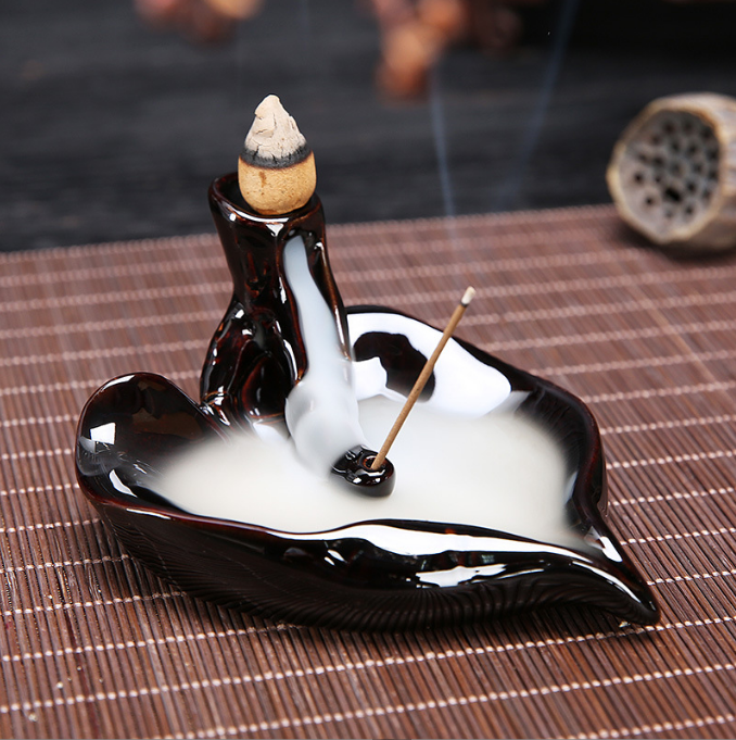 Ceramic Back-Flow Incense Burner Cone/Stick 4"