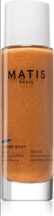 MATIS Paris Réponse Body Glam-Oil bottle, nourishing body oil for soft, smooth skin, enhances skincare routine.