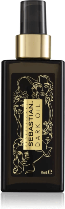 Sebastian Professional Dark Oil bottle with gold accents, nourishes and shines hair, 95ml.