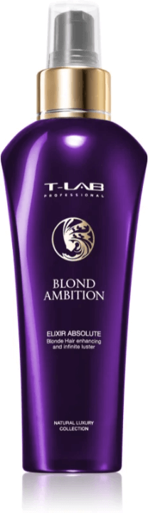 T-LAB Professional Blond Ambition hair oil bottle for smooth, shiny, nourished hair.
