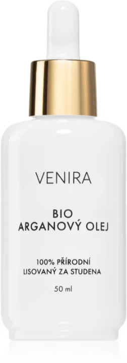 Venira BIO argan oil bottle, natural skincare for face, body, and hair, 50ml.